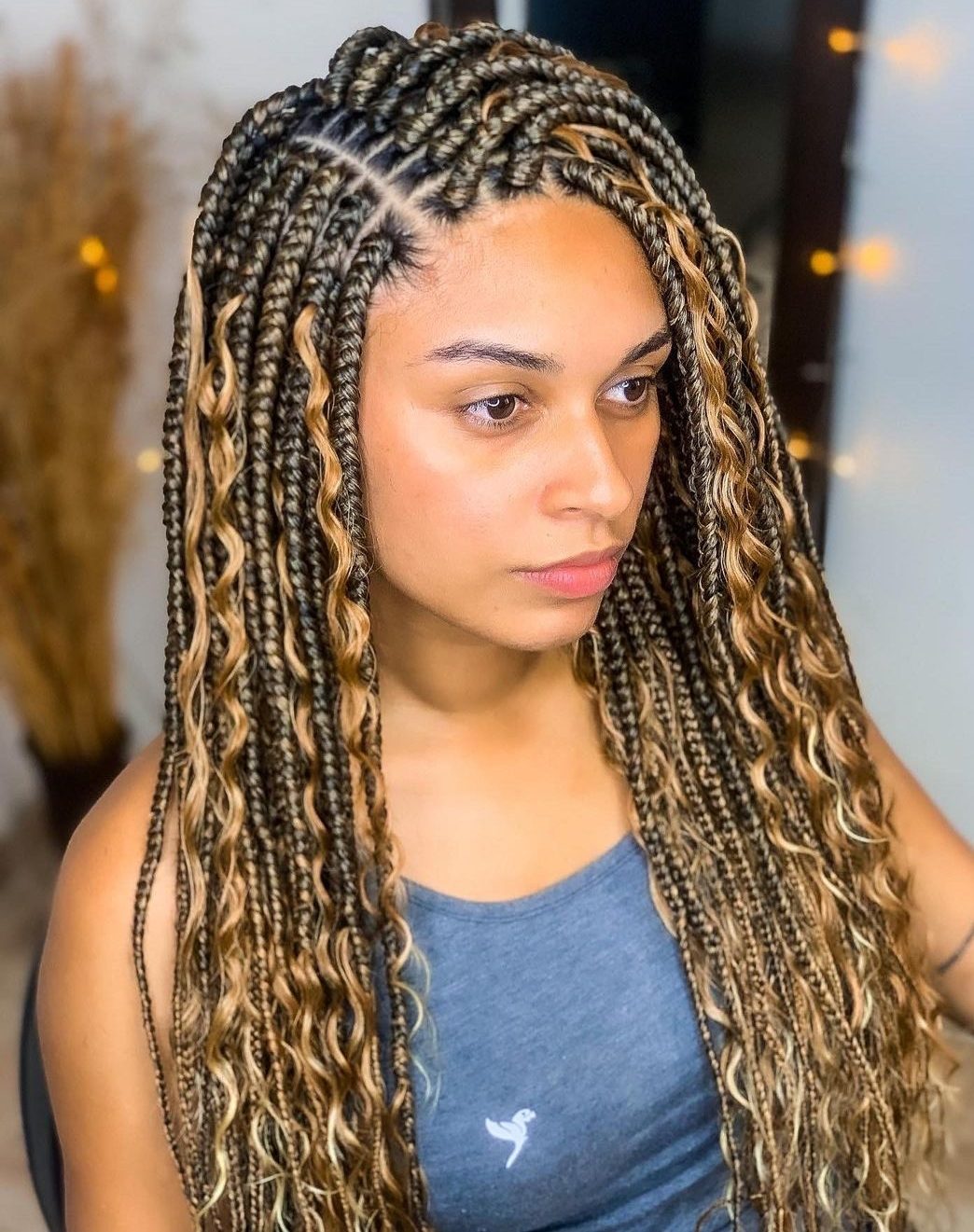 Box Braids with Curly Ends and Highlights Box Braids with Curly Ends and Highlights — Braids for Medium Hair