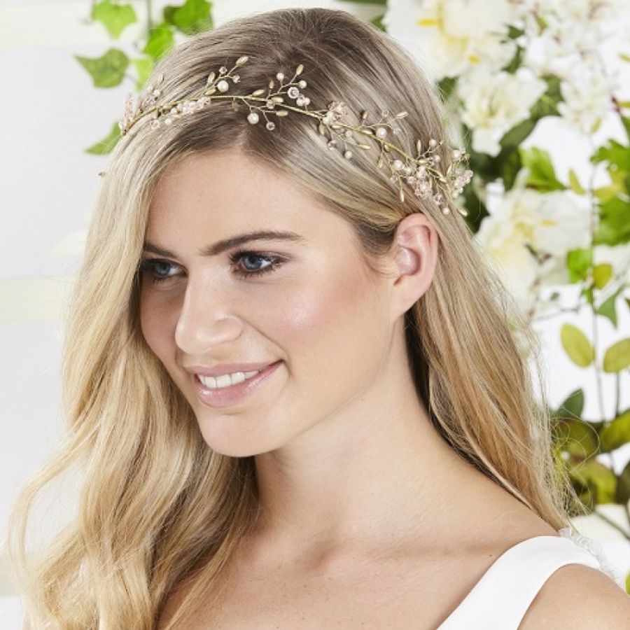 Loose Waves with Ornate Hair Vine — Wedding Hairstyles with Tiara
