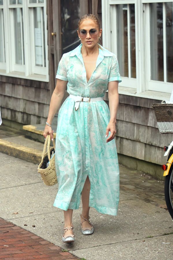Aqua and White Patterned Dress for Daytime Casual — Hamptons Outfits