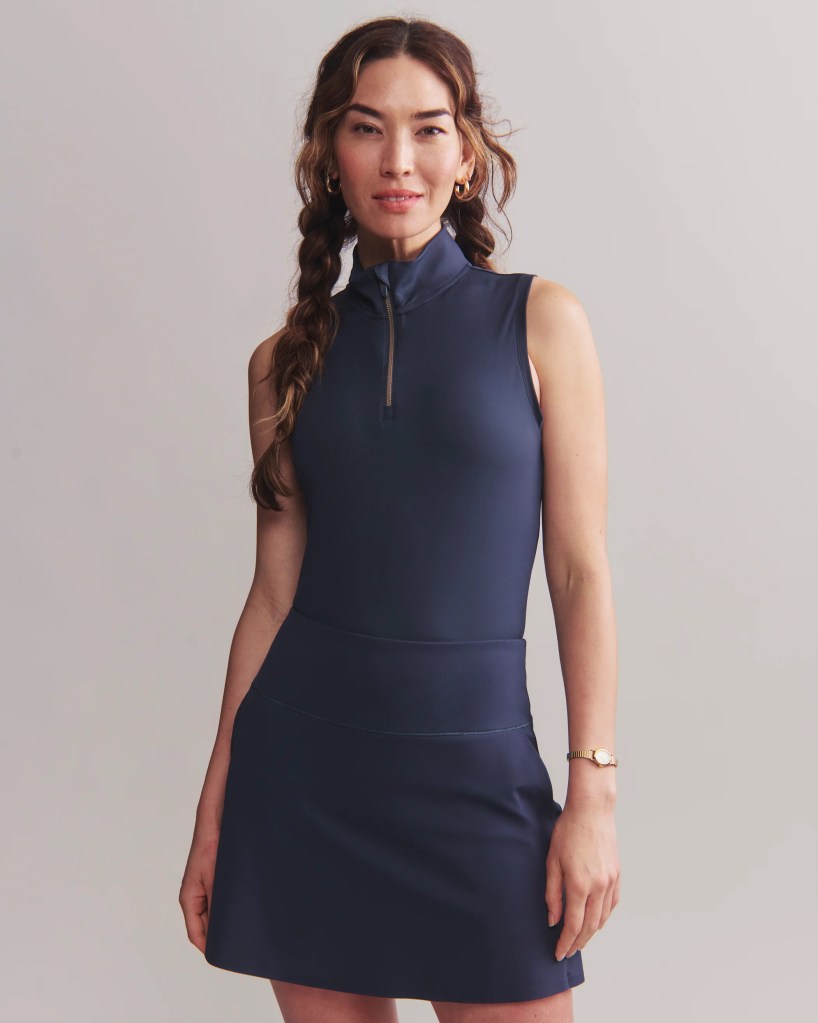 Classic Blue Polo and White Skort Combination — Golf Tournament Outfits