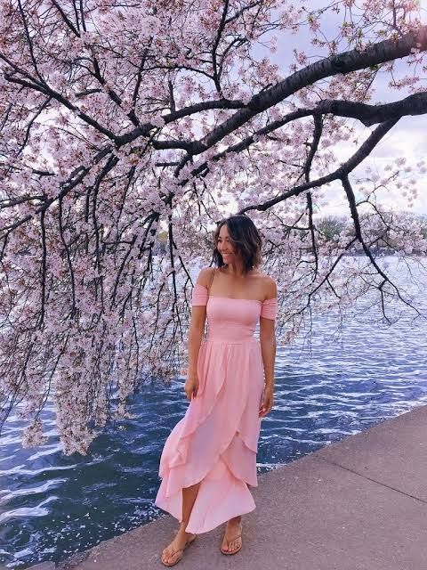 Pale Pink Off-the-Shoulder Dress for Spring Outings Pale Pink Off-the-Shoulder Dress for Spring Outings — Washington DC Outfits