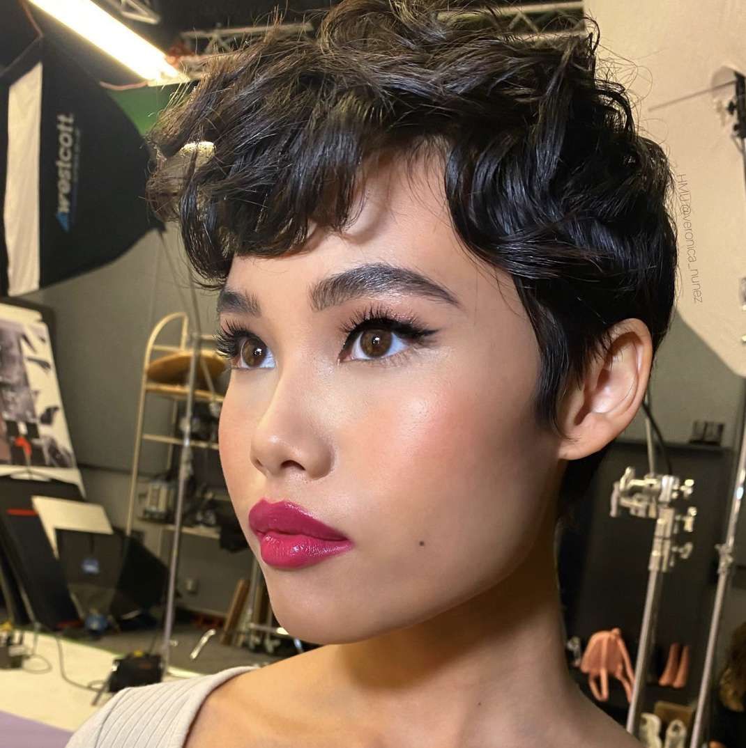 Ear Length Tousled Dark Brown Pixie — Pixie Haircuts