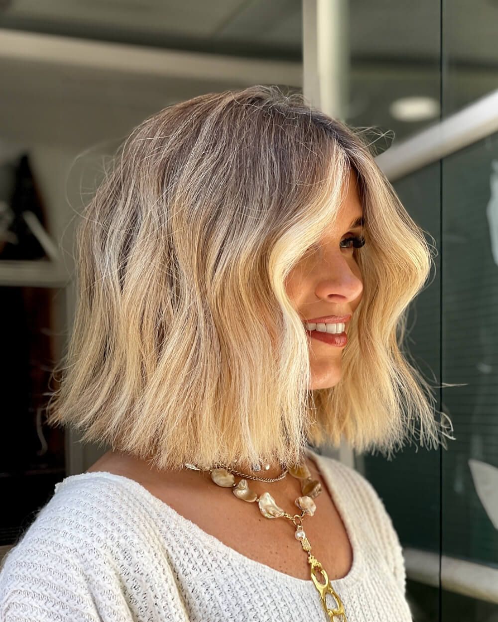 Platinum Blonde Blunt Lob — Collarbone Length Hair