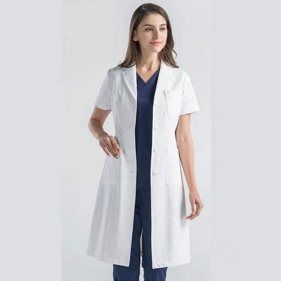 Short-Sleeved Lab Coat with Pockets Short-Sleeved Lab Coat with Pockets — Doctor Outfits Women