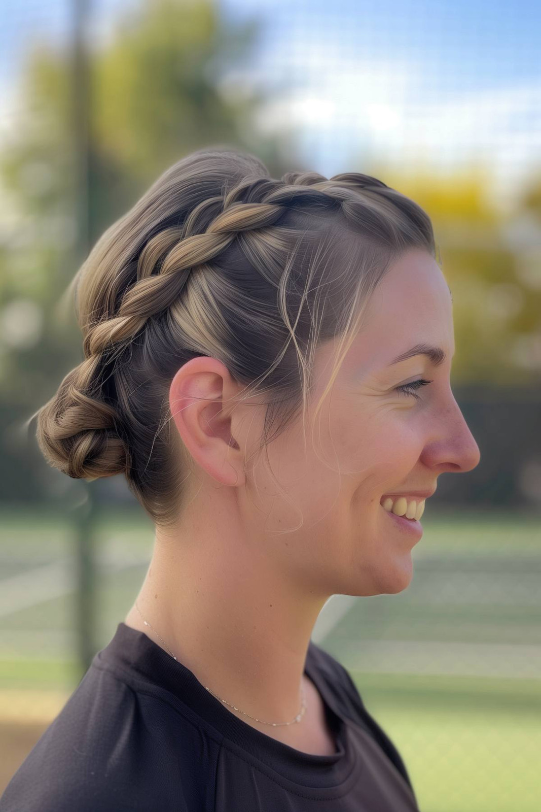 Blonde Braided Updo with Bun Blonde Braided Updo with Bun — Tennis Hairstyles