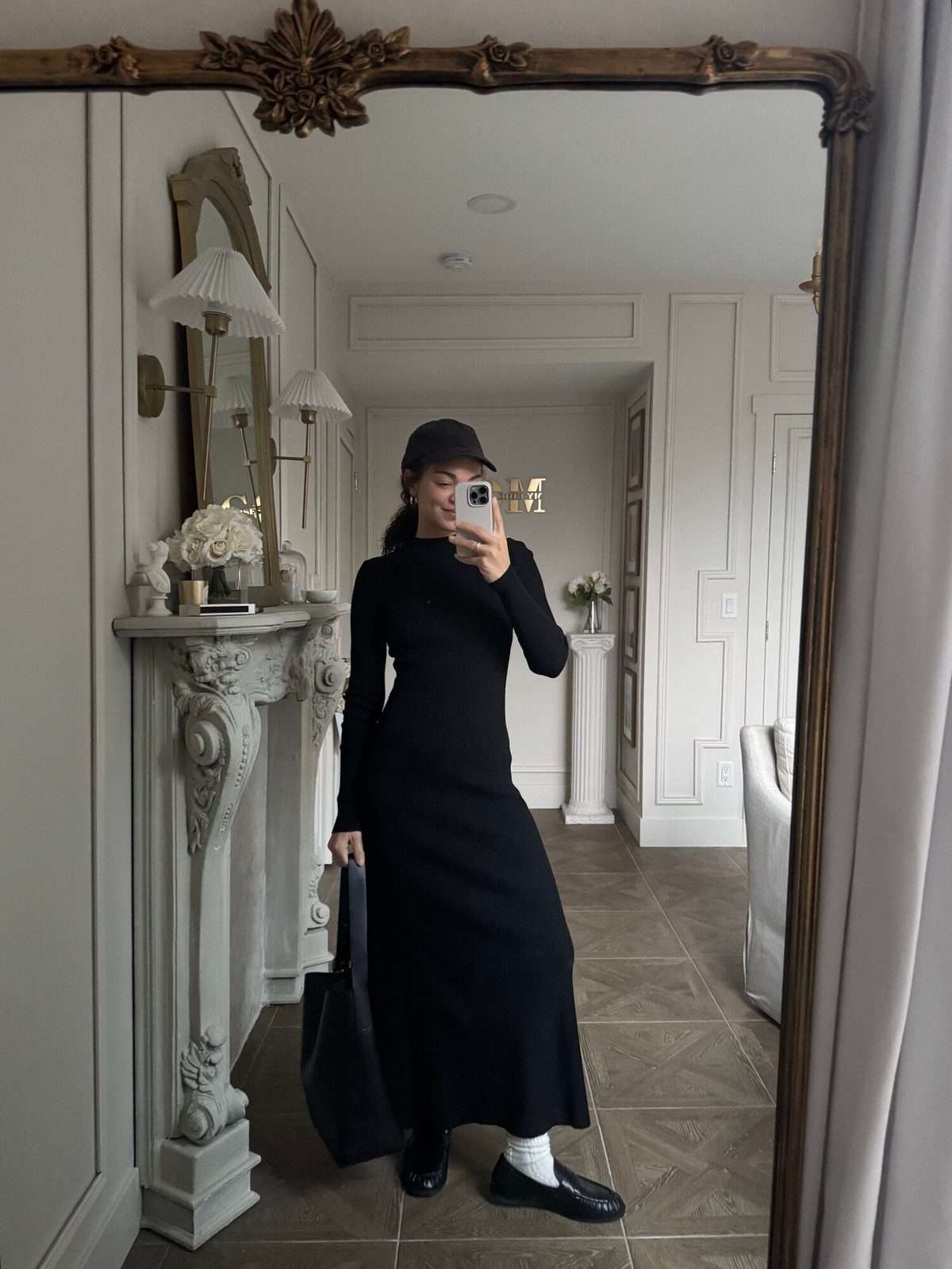 Ribbed Maxi Dress with Loafers and White Socks — Loafers with Dress Outfits