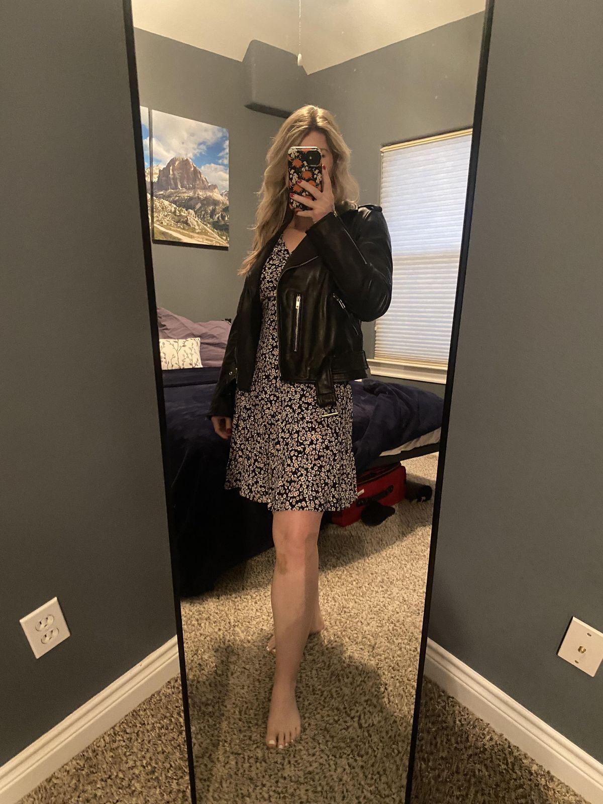 Moto Jacket and Floral Dress for Brewery Night Moto Jacket and Floral Dress for Brewery Night — Brewery Outfits