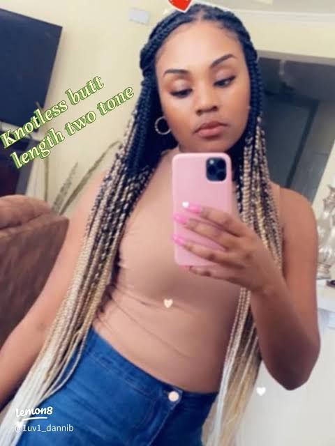 Butt-Length Knotless Braids Black and Blonde — Two Tone Braids