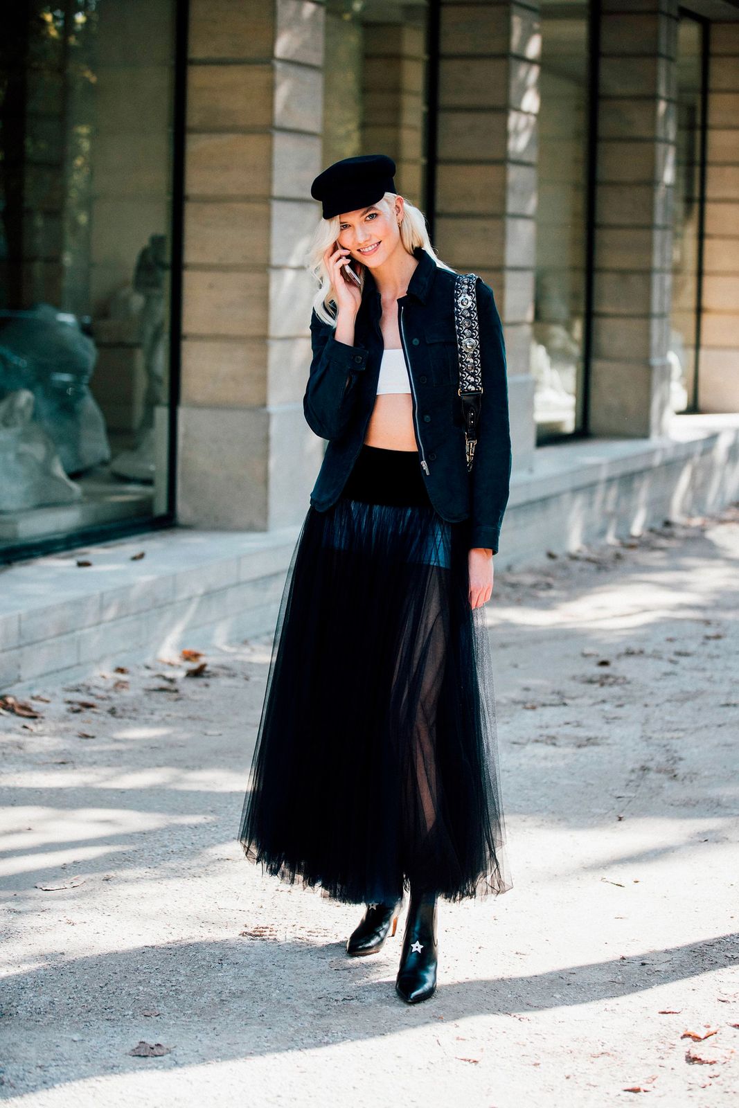 Dark Jacket, Tulle Skirt, and Star Detail Boots Dark Jacket, Tulle Skirt, and Star Detail Boots — Madrid Outfits