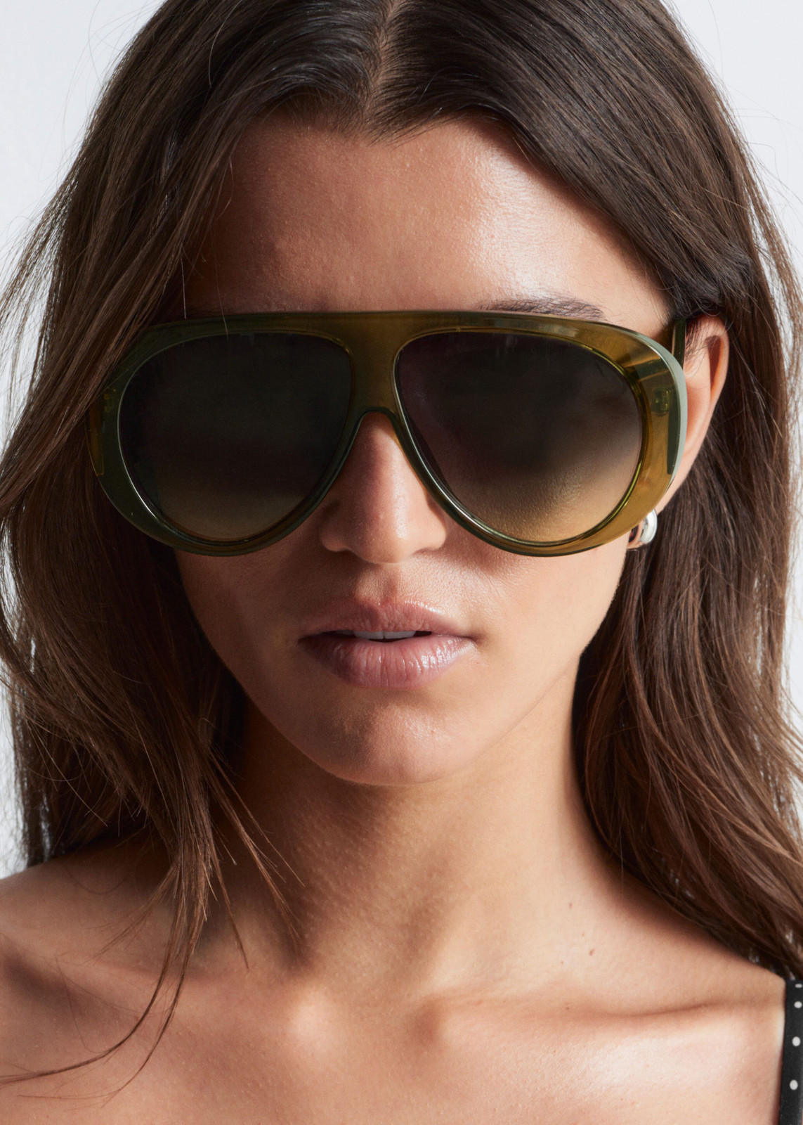 Olive Green Aviators with Polka Dot Top — Aviator Sunglasses Women
