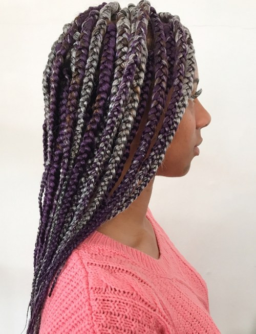 Purple and Grey Mixed Braids — Purple Braids