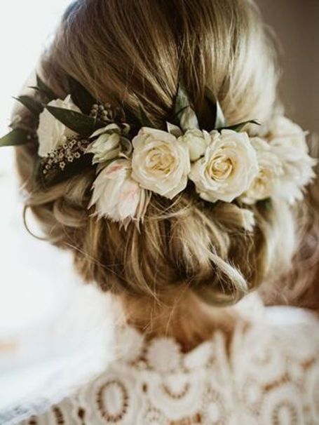 No Bangs Visual Idea — Wedding Hairstyles with Flowers