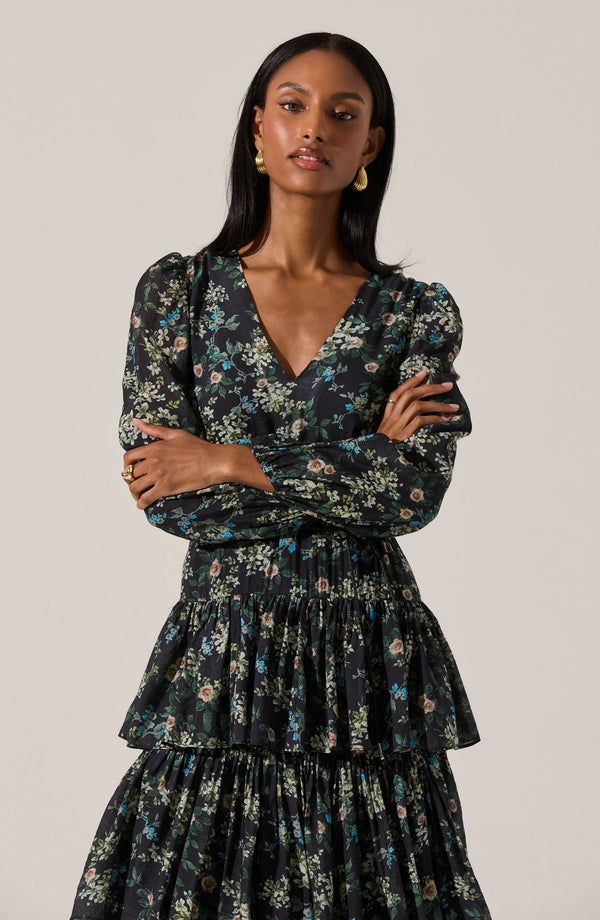 White Floral Maxi Dress with Side Slit and Delicate Print — Floral Dresses