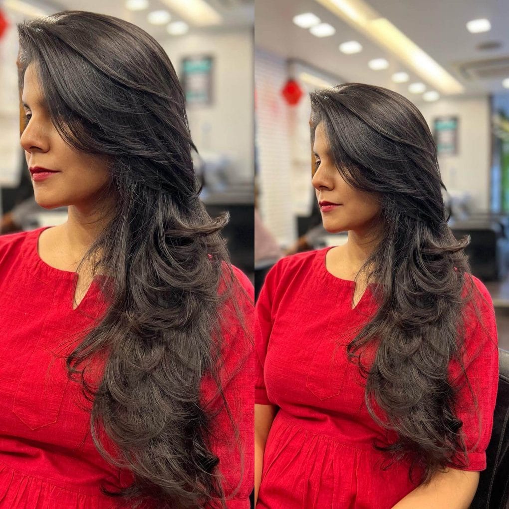 Dark Brown Butterfly With Ash Highlights — Butterfly Haircut Long Hair