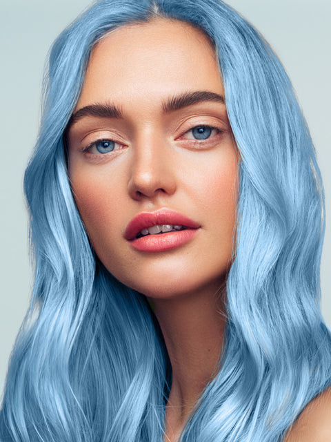 Shoulder Wavy Hair in Vibrant Pastel Blue — Pastel Blue Hair