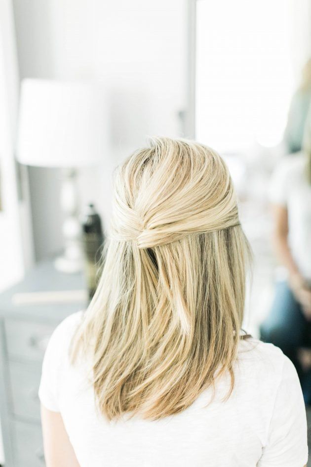 Shoulder-Length Visual Idea Shoulder-Length Visual Idea — Half Up Half Down with Bangs