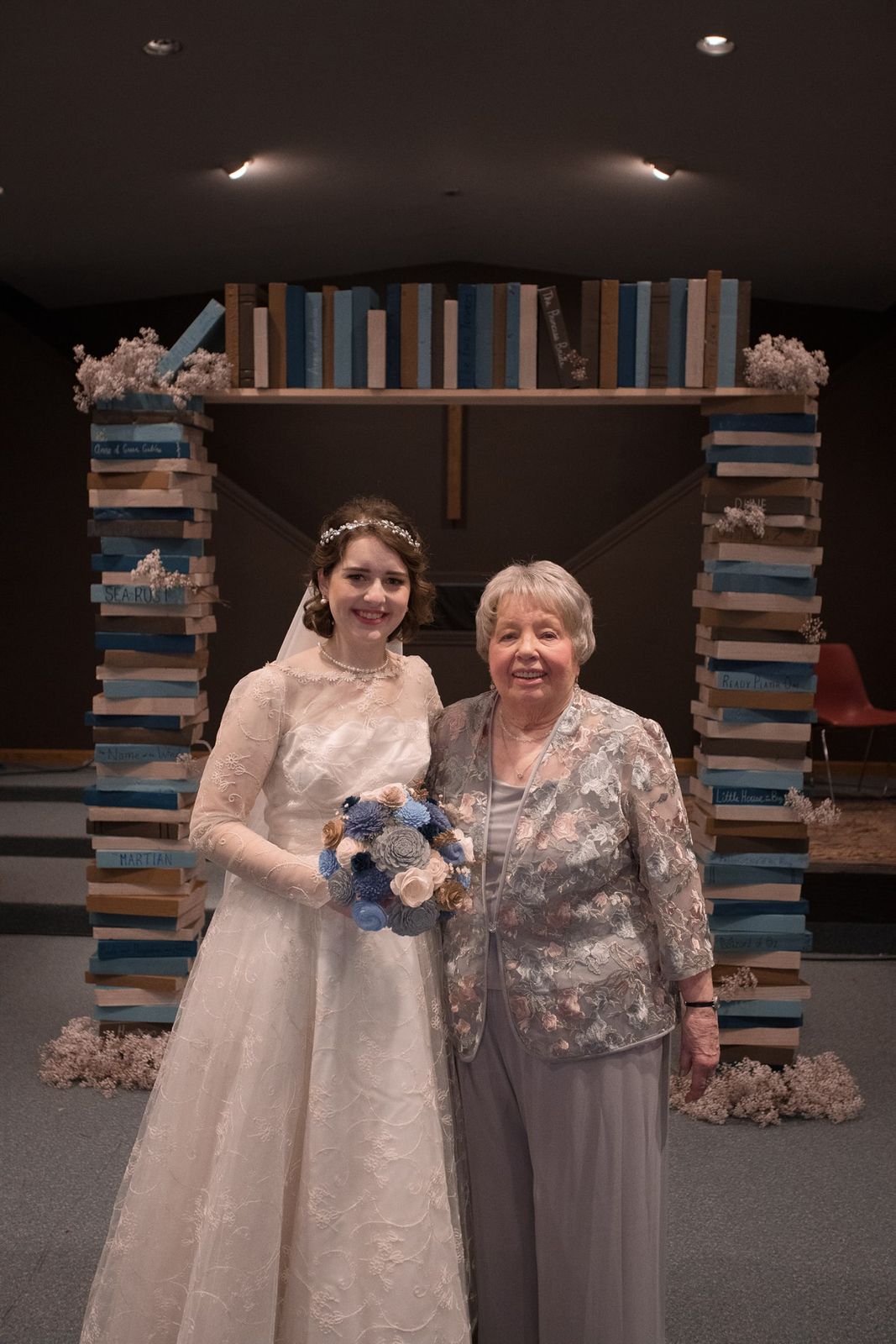 Grey Lace Jacket and Pleated Chiffon Dress — Grandmother of the Bride Outfits