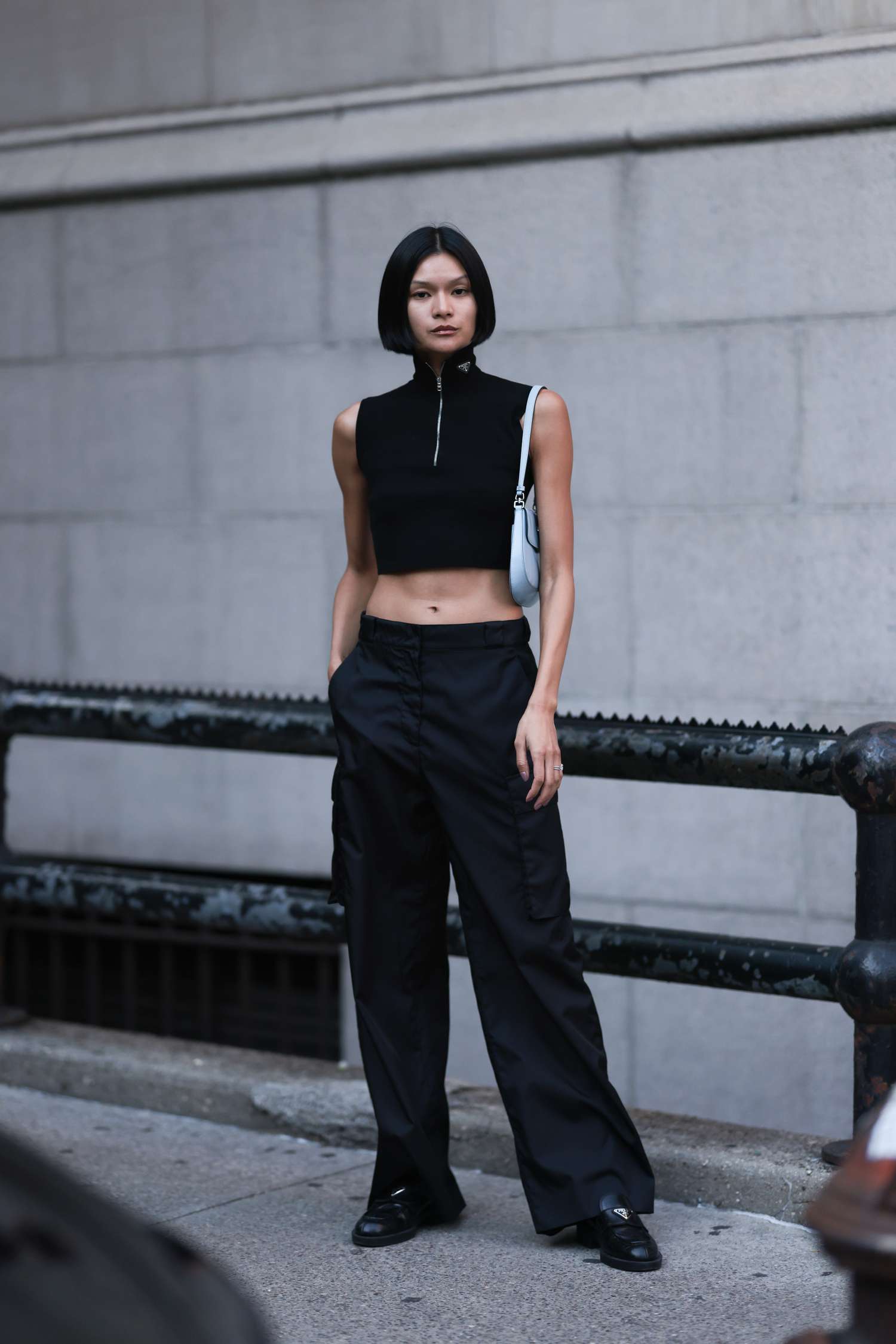 Leather Jacket with Cargo Trousers and Beanie — Dark Feminine Outfits
