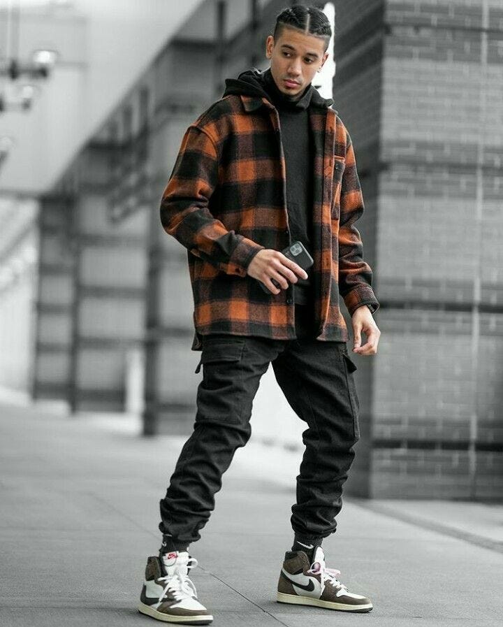 Bold Plaid Overshirt with Cargo Pants Bold Plaid Overshirt with Cargo Pants — Mens Streetwear Outfits