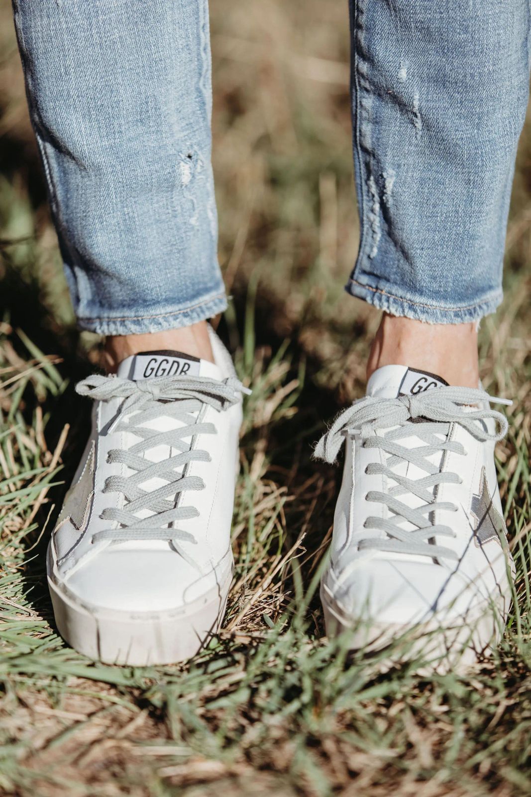 Distressed Jeans with Classic Golden Goose Sneakers — Golden Goose Outfits