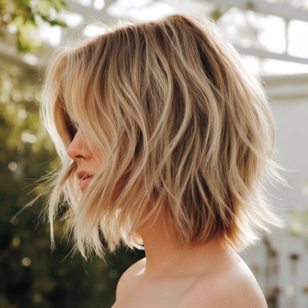 Collarbone Shag With Full Bangs Collarbone Shag With Full Bangs — Hairstyles for Round Faces