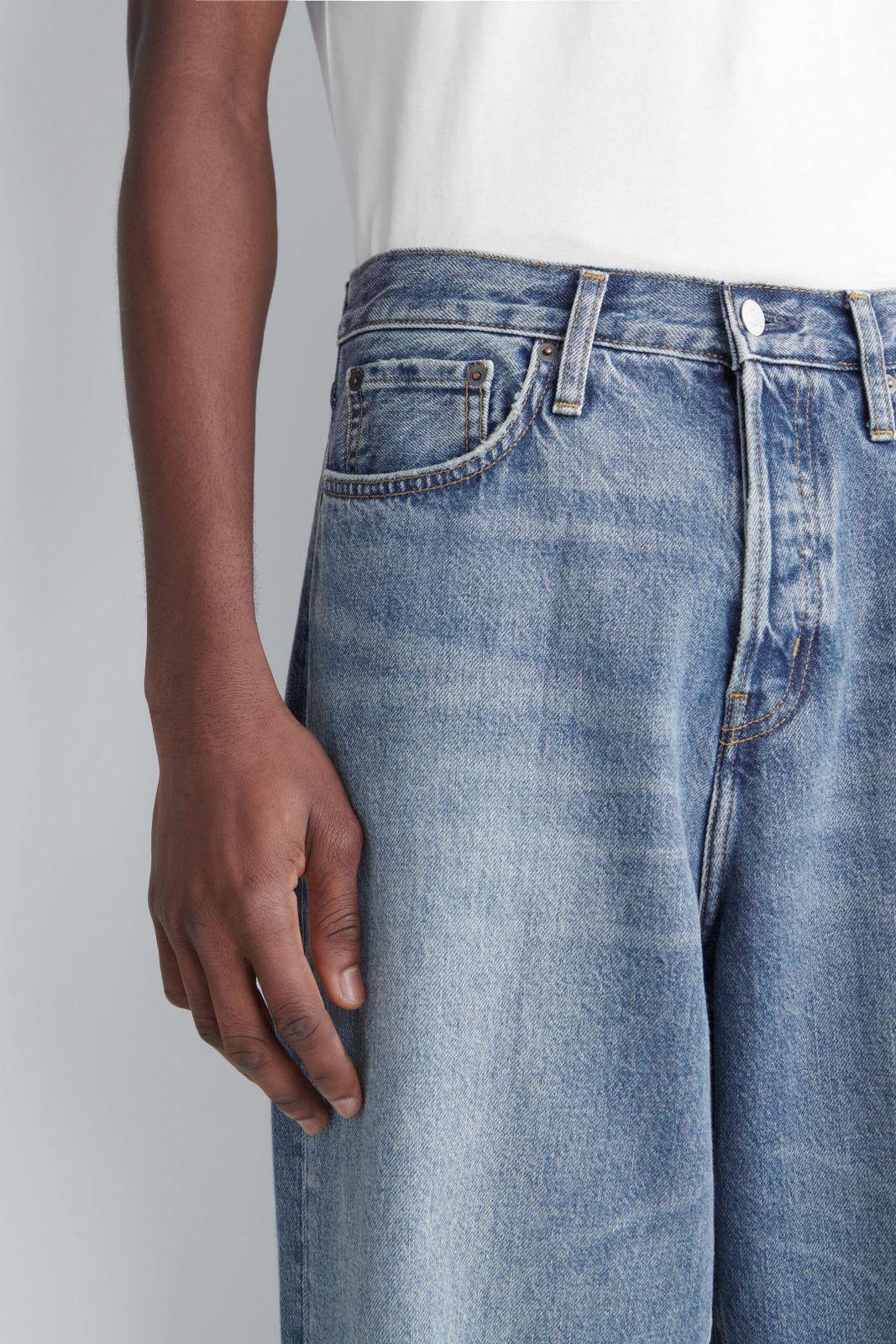 Faded Denim Texture with a White Tee Faded Denim Texture with a White Tee — Boyfriend Jeans