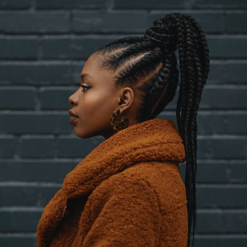 Front Cornrows Into High Ponytail — Braided High Ponytail