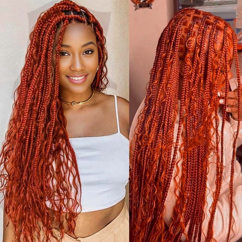 Mid-Back Long Wavy Red Faux Locs Mid-Back Long Wavy Red Faux Locs — Red Locs