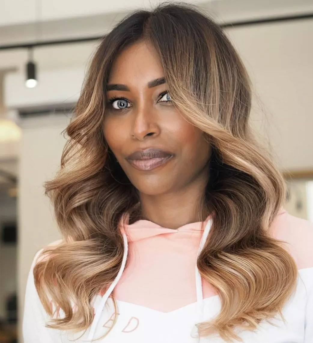 Dark Base With Blonde Caramel Highlights Dark Base With Blonde Caramel Highlights — Blonde Hair on Black Women