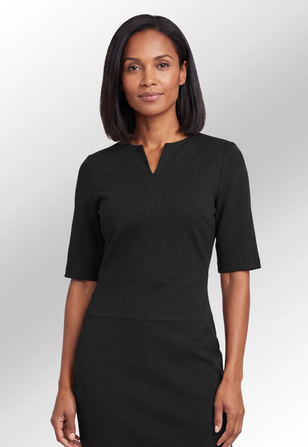 Knee-Length Sheath Dress with V-Neckline — Funeral Dresses