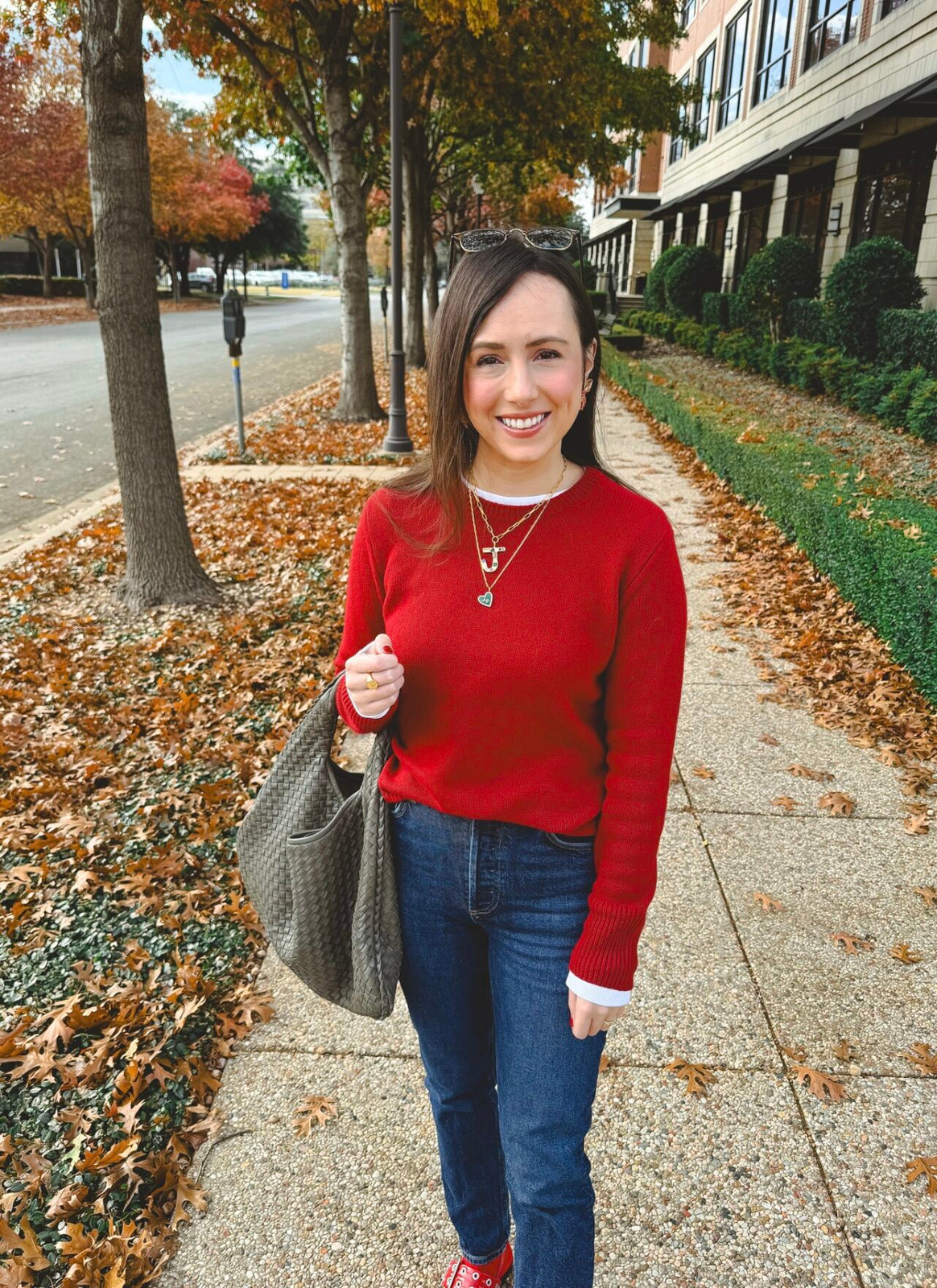 Red Sneakers Outfit Idea — Hobo Bag Outfits