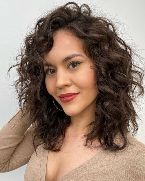 Textured Dark Brown Lob Textured Dark Brown Lob — Wash and Go Haircuts
