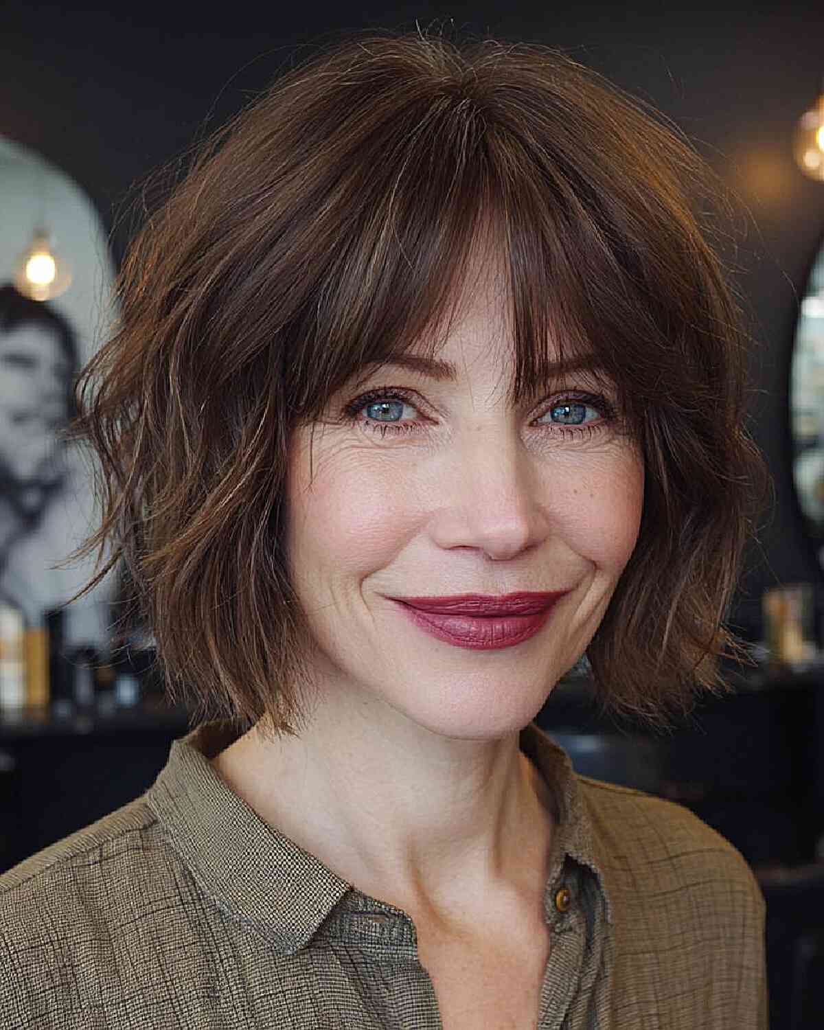 Medium Brown Bob With Full Fringe — Hairstyles for Short Hair
