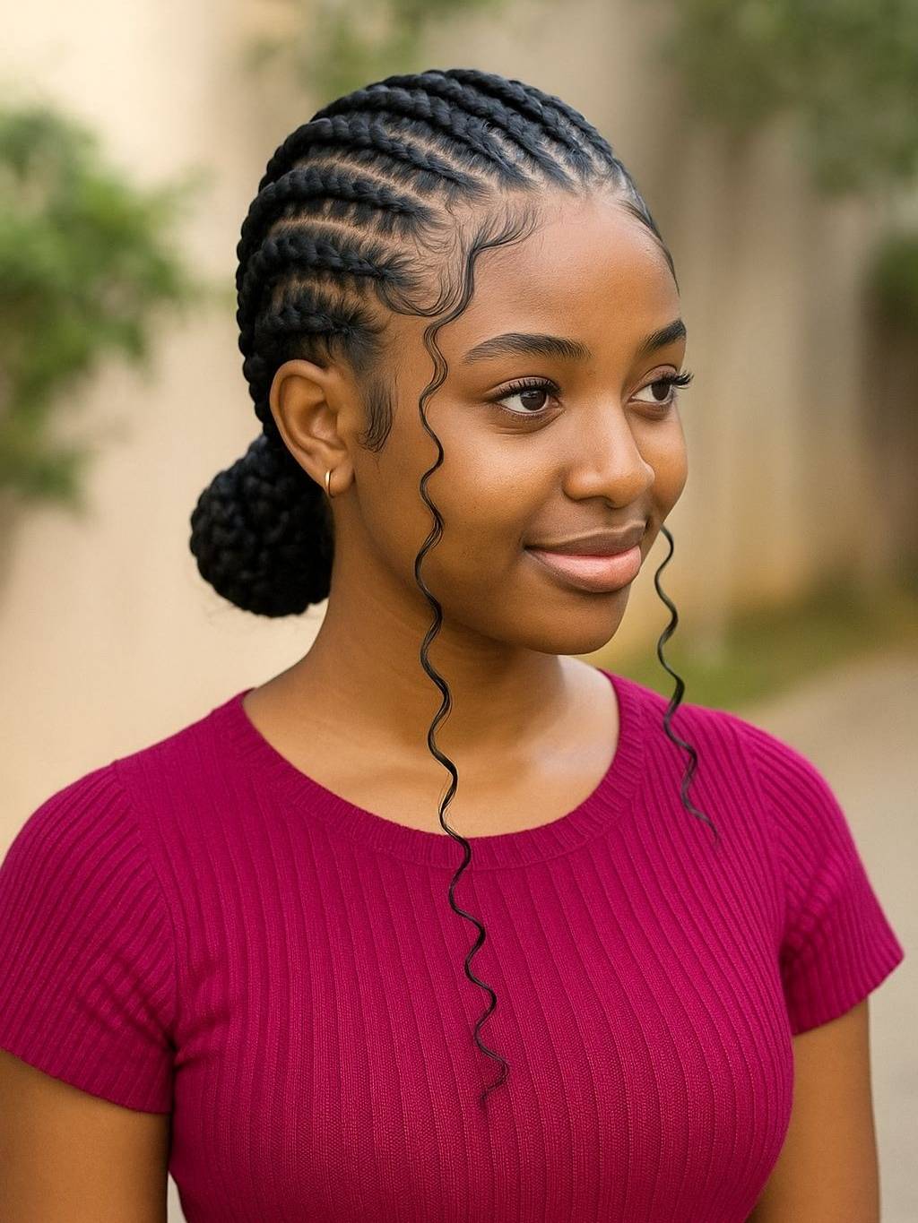 Low Braided Bun with Cornrows Low Braided Bun with Cornrows — Braided Updos for Black Hair