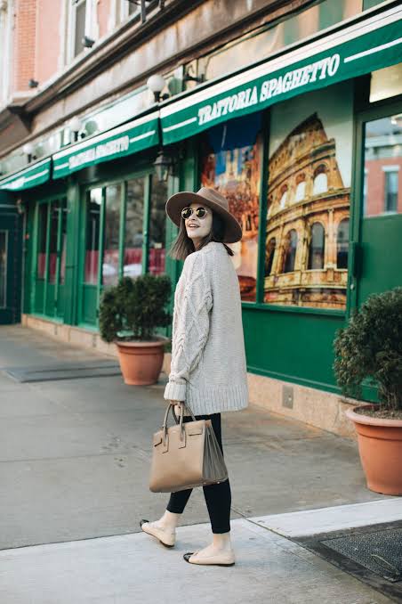 Casual Comfort with Cable Knit and Cap-Toe Ballet Flats — Ballet Flats Outfits