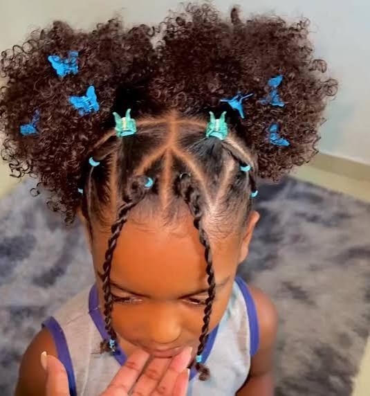 Braids With Geometric Design and Butterfly Clips Braids With Geometric Design and Butterfly Clips — Little Black Girl Hairstyles