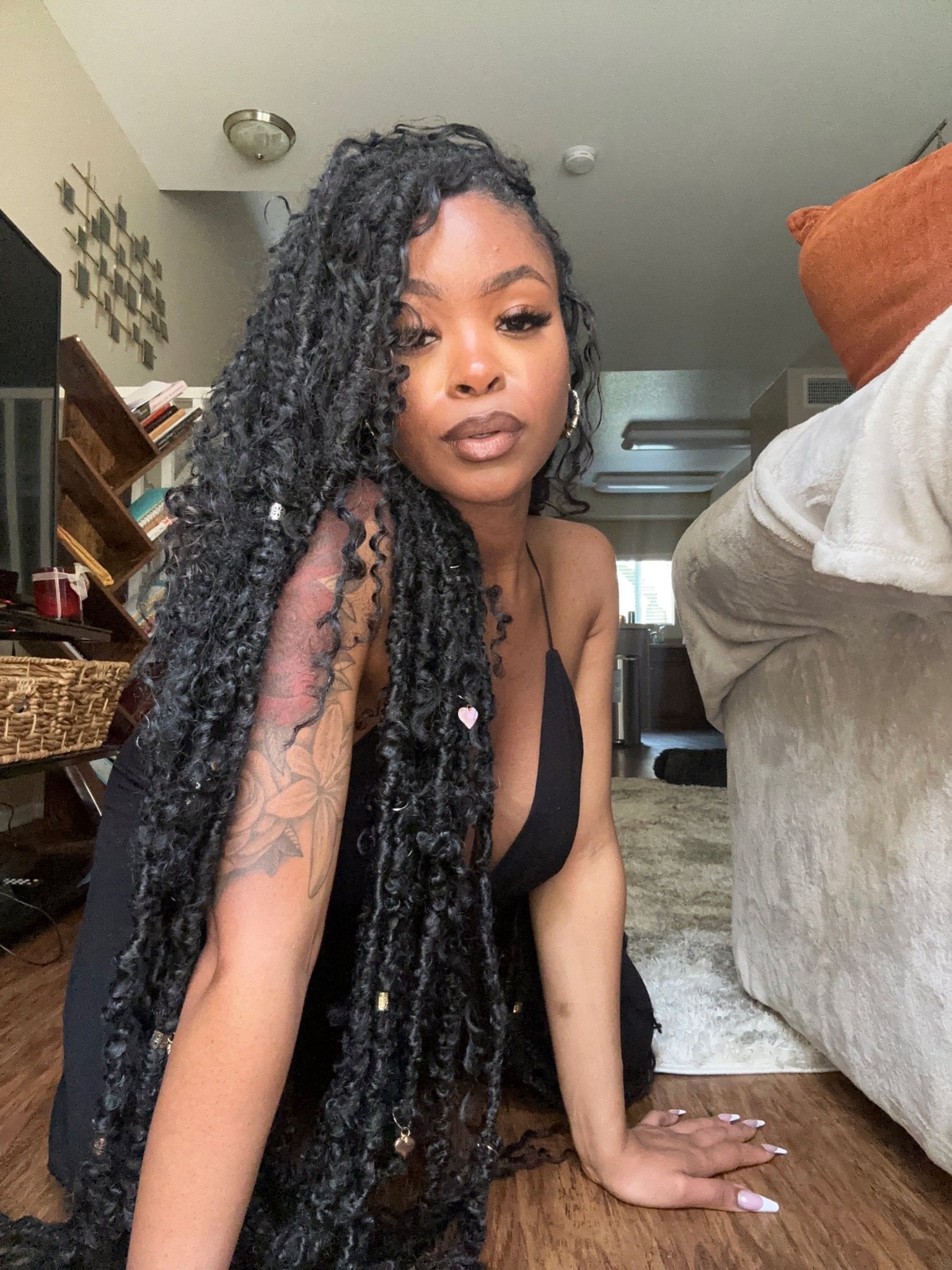 Thick Wavy Locs with Highlights and Beads — Boho Locs