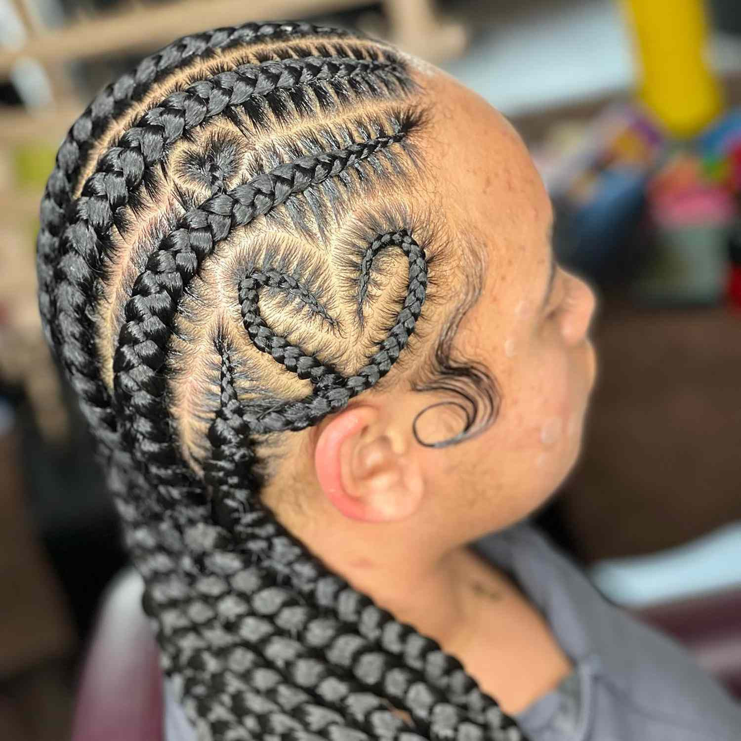 Cornrows with a Side Heart Accent Cornrows with a Side Heart Accent — Heart Part Braids