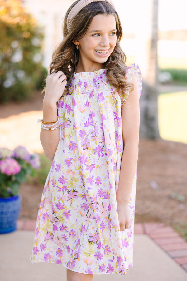 Floral Print Smocked Dress with Flutter Sleeves — Tween Dresses