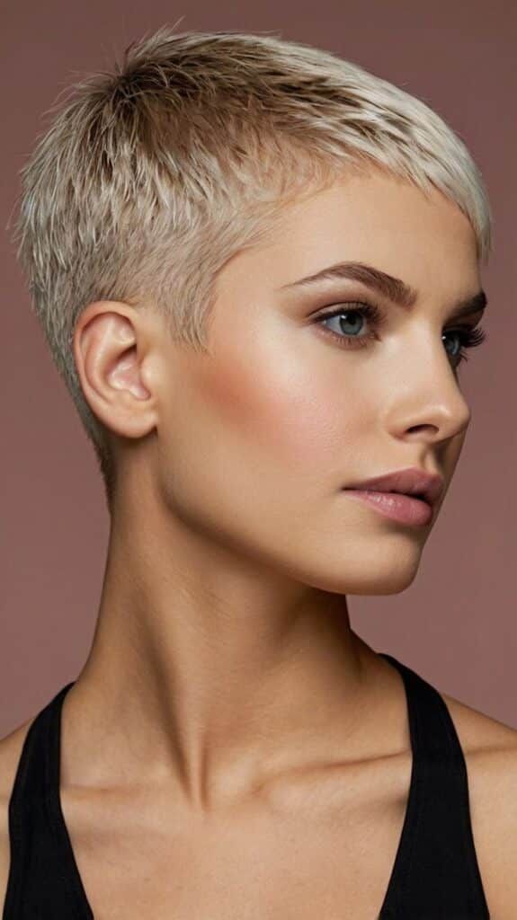 Textured Platinum Top Buzz — Buzz Cut for Women