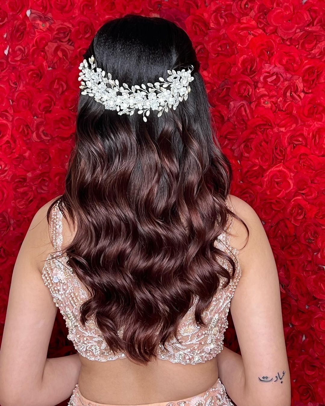 Jeweled Headband Loose Waves — Engagement Photo Hairstyles