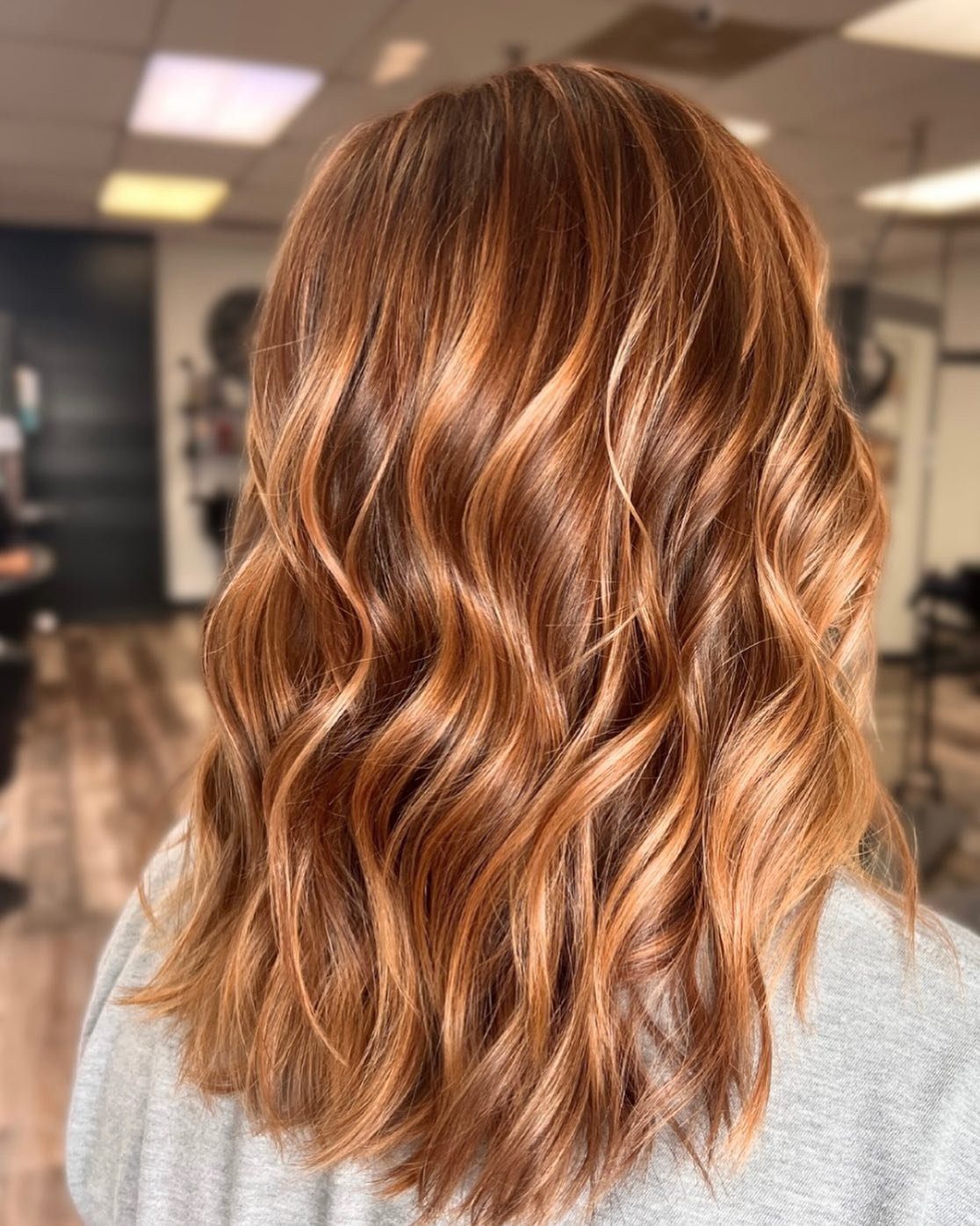 Collarbone Waves With Warm Copper & Blonde — Copper Hair