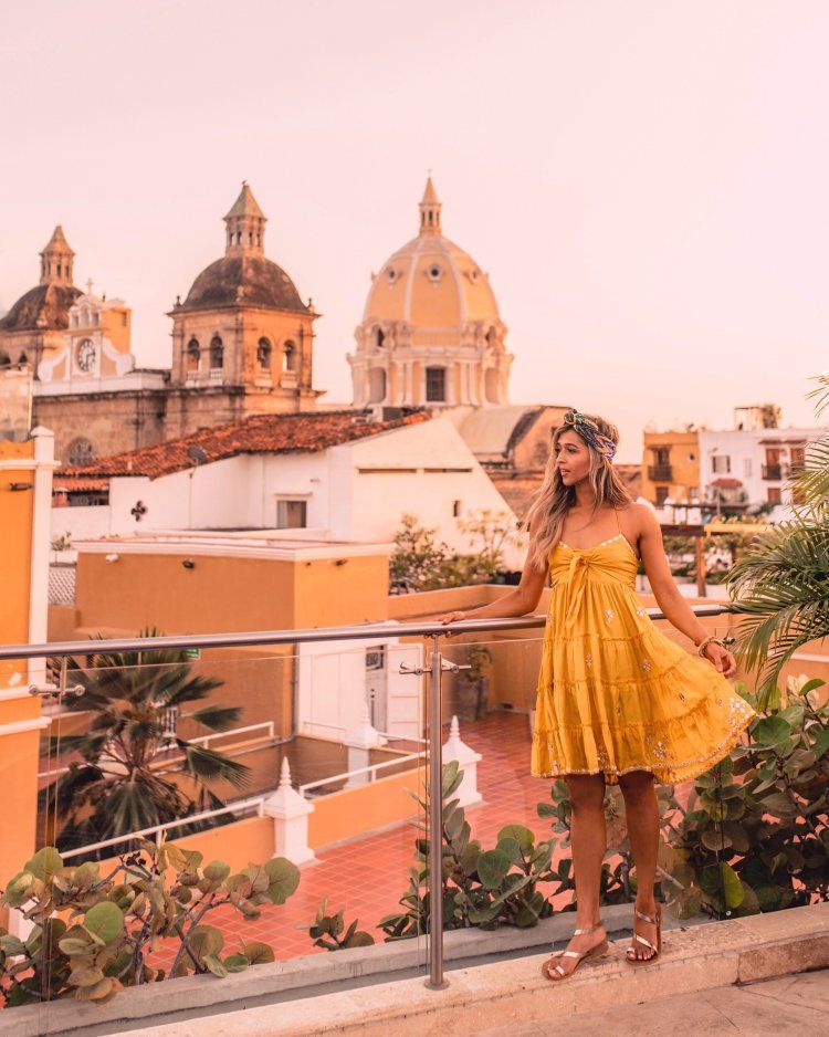 Sunny Yellow Babydoll Dress with Embellished Hem — Cartagena Outfits
