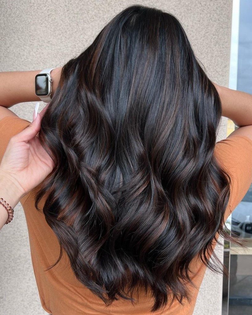 Long Wavy Chestnut Highlights Long Wavy Chestnut Highlights — Black Highlights