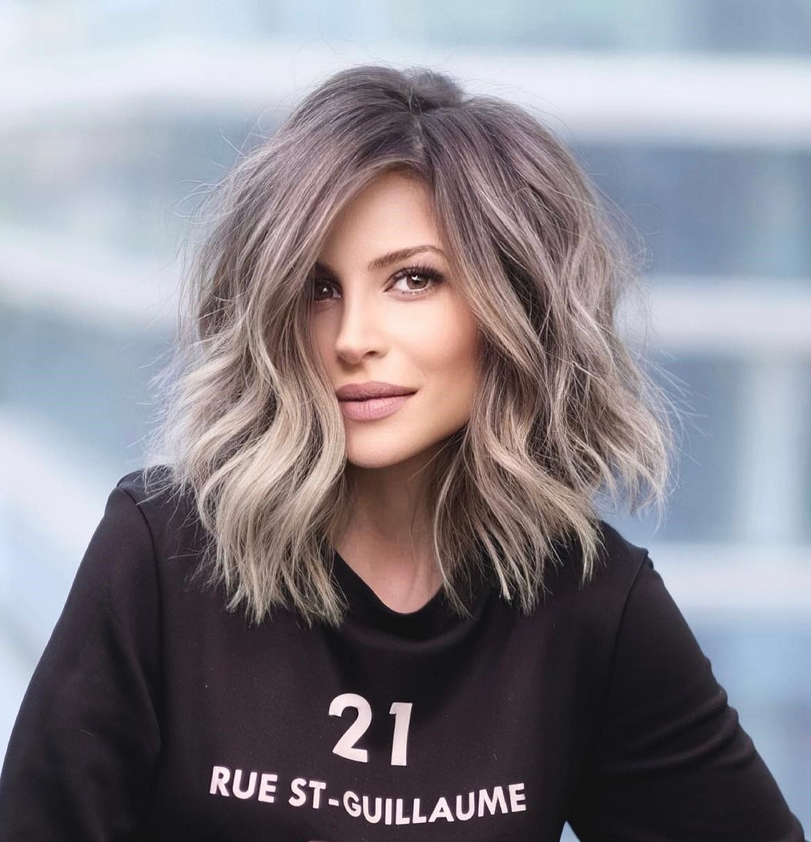 Ash Blonde Layered Bob with Waves Ash Blonde Layered Bob with Waves — Bob for Thick Hair