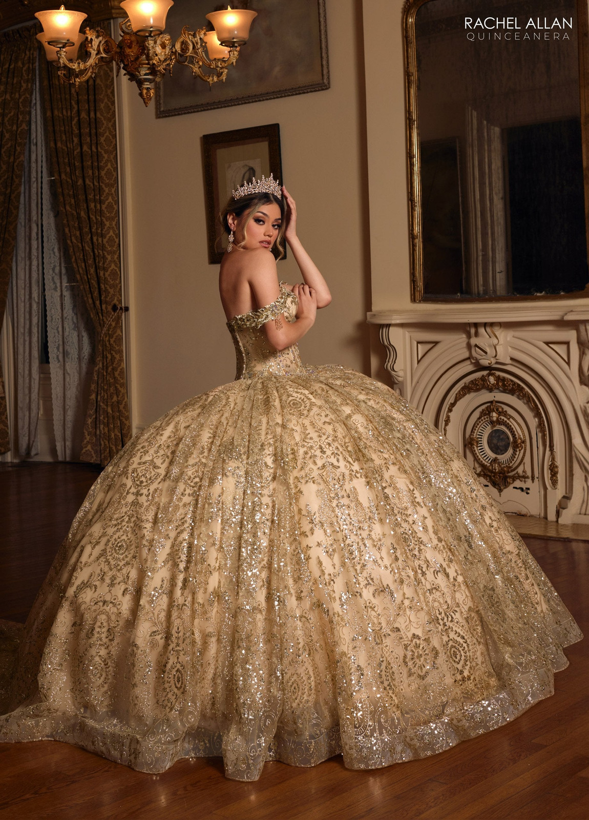 Glamorous Gold and Silver Glitter Ballgown — Quinceanera Guest Outfits