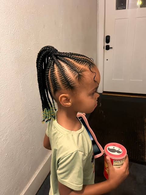 Mid-Back Visual Idea — Kids Braids with Beads