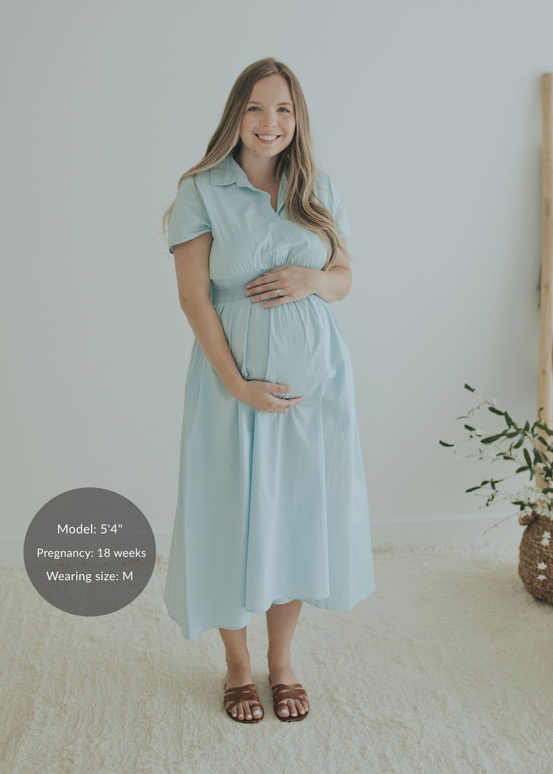Light Blue Collared Button-Up Maternity Dress Light Blue Collared Button-Up Maternity Dress — Maternity Dresses