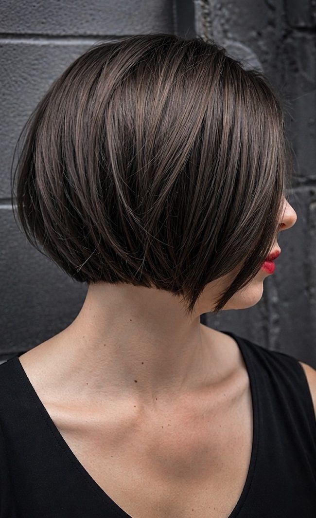 Sleek Angled Bob With Subtle Layers Sleek Angled Bob With Subtle Layers — Haircuts for Thick Hair