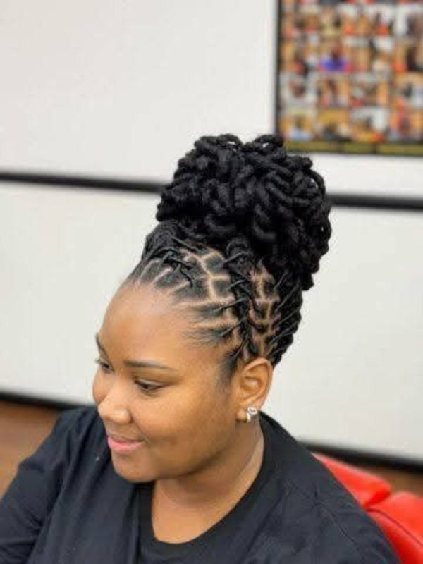 Tall Crown Bun With Twisted Sides — Loc Updos